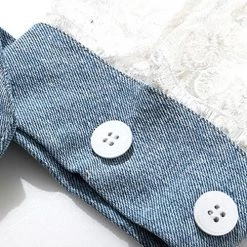 Levency Pockets Lace Denim Pacthwork Jackets New In