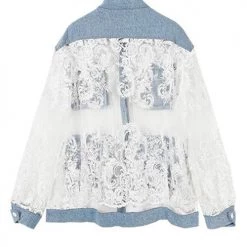 Levency Pockets Lace Denim Pacthwork Jackets New In