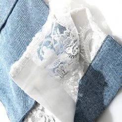 Levency Pockets Lace Denim Pacthwork Jackets New In