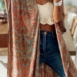 Levency New In Boho Print Slit Bat Kimono
