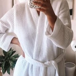 Levency Waffle Pockets Bathrobe