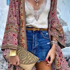 Levency Boho Print Loose Cardigan New In