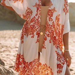 Levency Floral Print Slit Bat Cover Cardigan New In