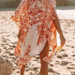 Levency Floral Print Slit Bat Cover Cardigan New In