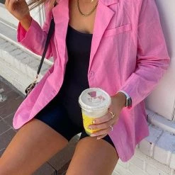 Levency Pockets Button Boyfriend Blazer New In