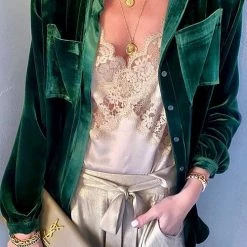 Levency Velvet Pockets Button Shirt Coat New In