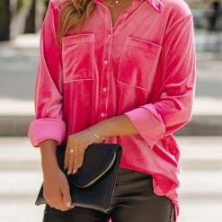 Levency Velvet Pockets Button Shirt Coat New In