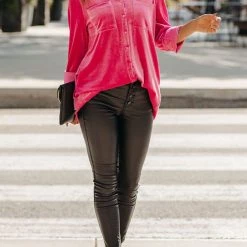 Levency Velvet Pockets Button Shirt Coat New In