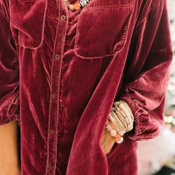 Levency Velvet Pockets Button Shirt Coat New In