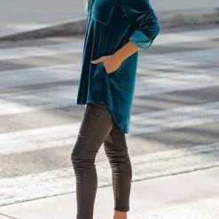 Levency Velvet Pockets Button Shirt Coat New In