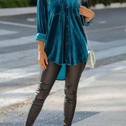 Levency Velvet Pockets Button Shirt Coat New In