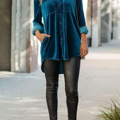Levency Velvet Pockets Button Shirt Coat New In