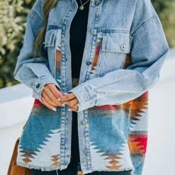 Levency Smokey Mountain Aztec Denim Jacket New In 12 Levency Smokey Mountain Aztec Denim Jacket New In