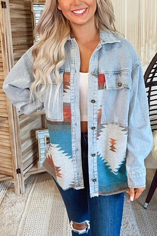 Levency Smokey Mountain Aztec Denim Jacket New In 4 Levency Smokey Mountain Aztec Denim Jacket New In