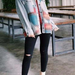 Levency Smokey Mountain Aztec Denim Jacket New In 13 Levency Smokey Mountain Aztec Denim Jacket New In