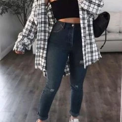 Levency Rhythm Of The Night Tweed Plaid Shacket