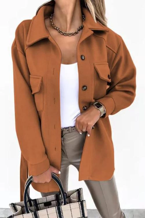Levency Lapel Solid Pockets Button Belt Coat New In 2 Levency Lapel Solid Pockets Button Belt Coat New In