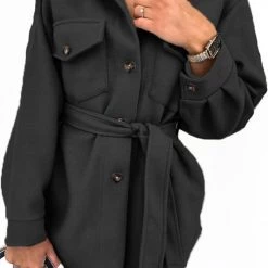 Levency Lapel Solid Pockets Button Belt Coat New In 35 Levency Lapel Solid Pockets Button Belt Coat New In