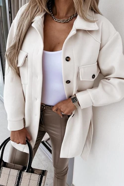 Levency Lapel Solid Pockets Button Belt Coat New In 19 Levency Lapel Solid Pockets Button Belt Coat New In