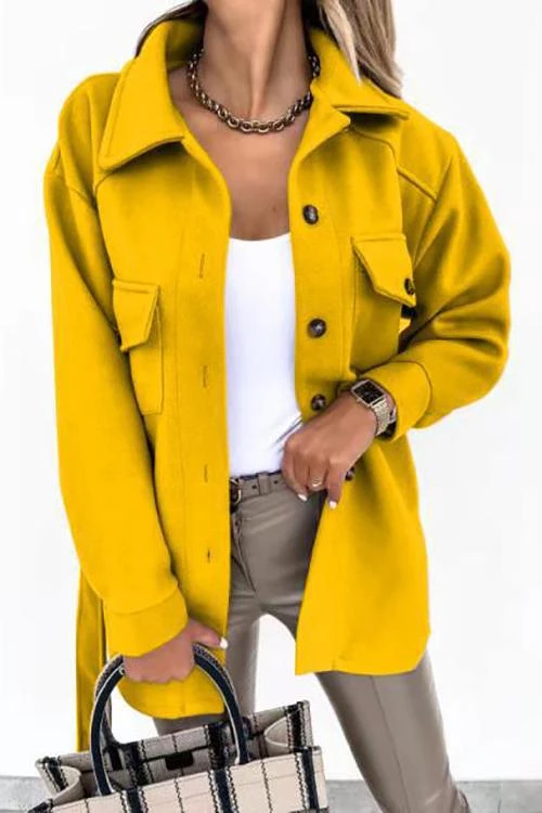 Levency Lapel Solid Pockets Button Belt Coat New In 3 Levency Lapel Solid Pockets Button Belt Coat New In
