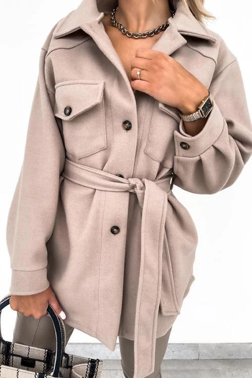 Levency Lapel Solid Pockets Button Belt Coat New In 14 Levency Lapel Solid Pockets Button Belt Coat New In