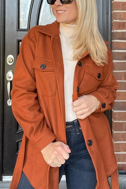 Levency Lapel Solid Pockets Button Belt Coat New In 8 Levency Lapel Solid Pockets Button Belt Coat New In