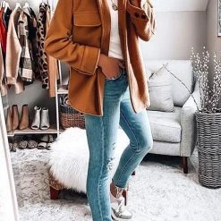 Levency Lapel Solid Pockets Button Belt Coat New In 25 Levency Lapel Solid Pockets Button Belt Coat New In