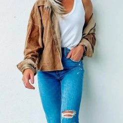 Levency Pockets Button Corduroy Shacket New In