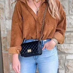 Levency Pockets Button Corduroy Shacket New In