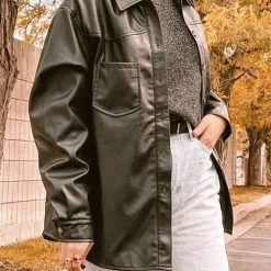 Levency New In PU Long Sleeve Button Jackets