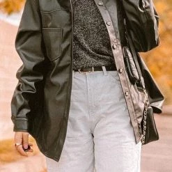 Levency New In PU Long Sleeve Button Jackets