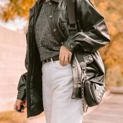 Levency New In PU Long Sleeve Button Jackets