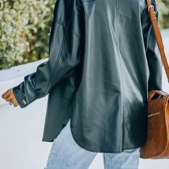 Levency New In PU Long Sleeve Button Jackets