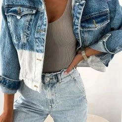 Levency New In Blue White Patchwork Denim Jackets