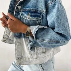 Levency New In Blue White Patchwork Denim Jackets