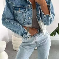 Levency New In Blue White Patchwork Denim Jackets