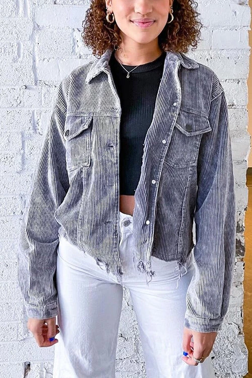 Levency Frayed Hem Cropped Corduroy Jacket New In 32 Levency Frayed Hem Cropped Corduroy Jacket New In