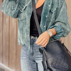 Levency Frayed Hem Cropped Corduroy Jacket New In 38 Levency Frayed Hem Cropped Corduroy Jacket New In