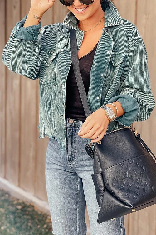 Levency Frayed Hem Cropped Corduroy Jacket New In 7 Levency Frayed Hem Cropped Corduroy Jacket New In