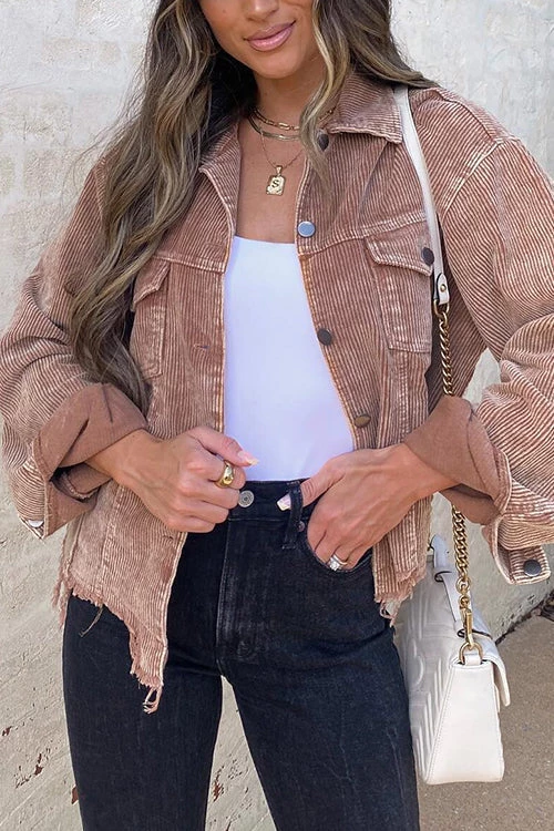 Levency Frayed Hem Cropped Corduroy Jacket New In 24 Levency Frayed Hem Cropped Corduroy Jacket New In