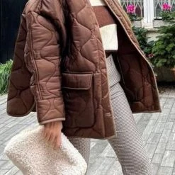 Levency New In Quilted Pockets O Neck Jacket