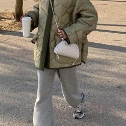 Levency New In Quilted Pockets O Neck Jacket