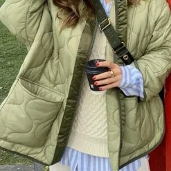 Levency New In Quilted Pockets O Neck Jacket