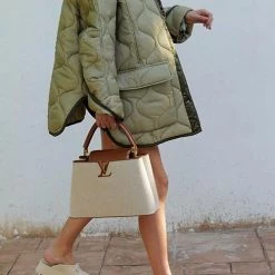 Levency New In Quilted Pockets O Neck Jacket