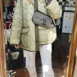 Levency New In Quilted Pockets O Neck Jacket