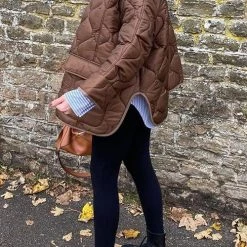 Levency New In Quilted Pockets O Neck Jacket