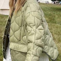 Levency New In Quilted Pockets O Neck Jacket