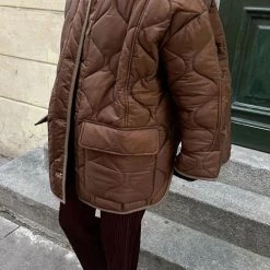 Levency New In Quilted Pockets O Neck Jacket