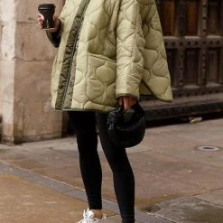 Levency New In Quilted Pockets O Neck Jacket