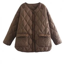 Levency New In Quilted Pockets O Neck Jacket